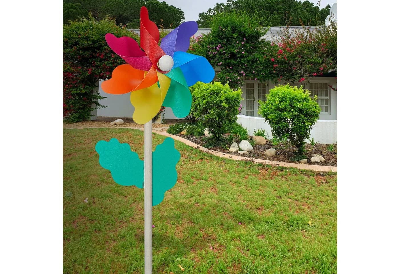 CEPEWA Windspiel Windrad 6er Set Ø11cm H30cm Holzstab Kunststoff bunt - Bild 3