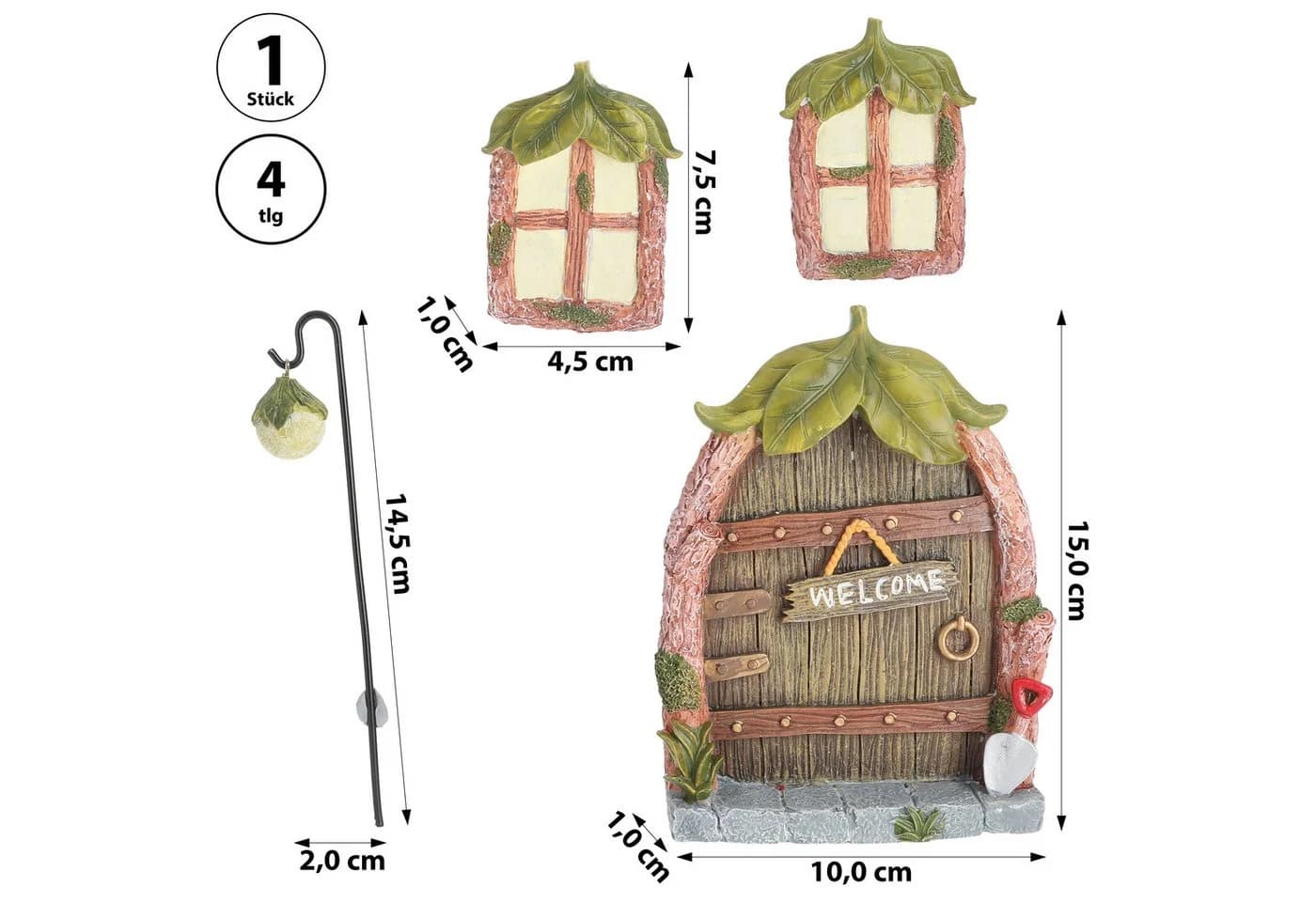 CEPEWA Feentür-Set 4-teilig Bunt Polyresin mit Leuchteffekt