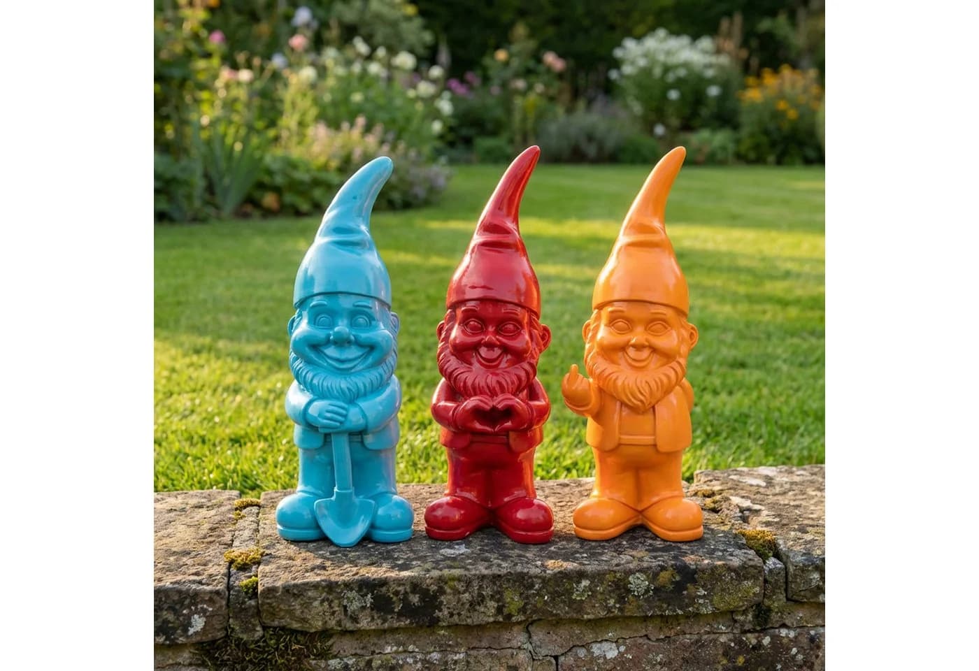 CEPEWA Gartenzwerg 3er Set XL Polyresin Bunt - Bild 4