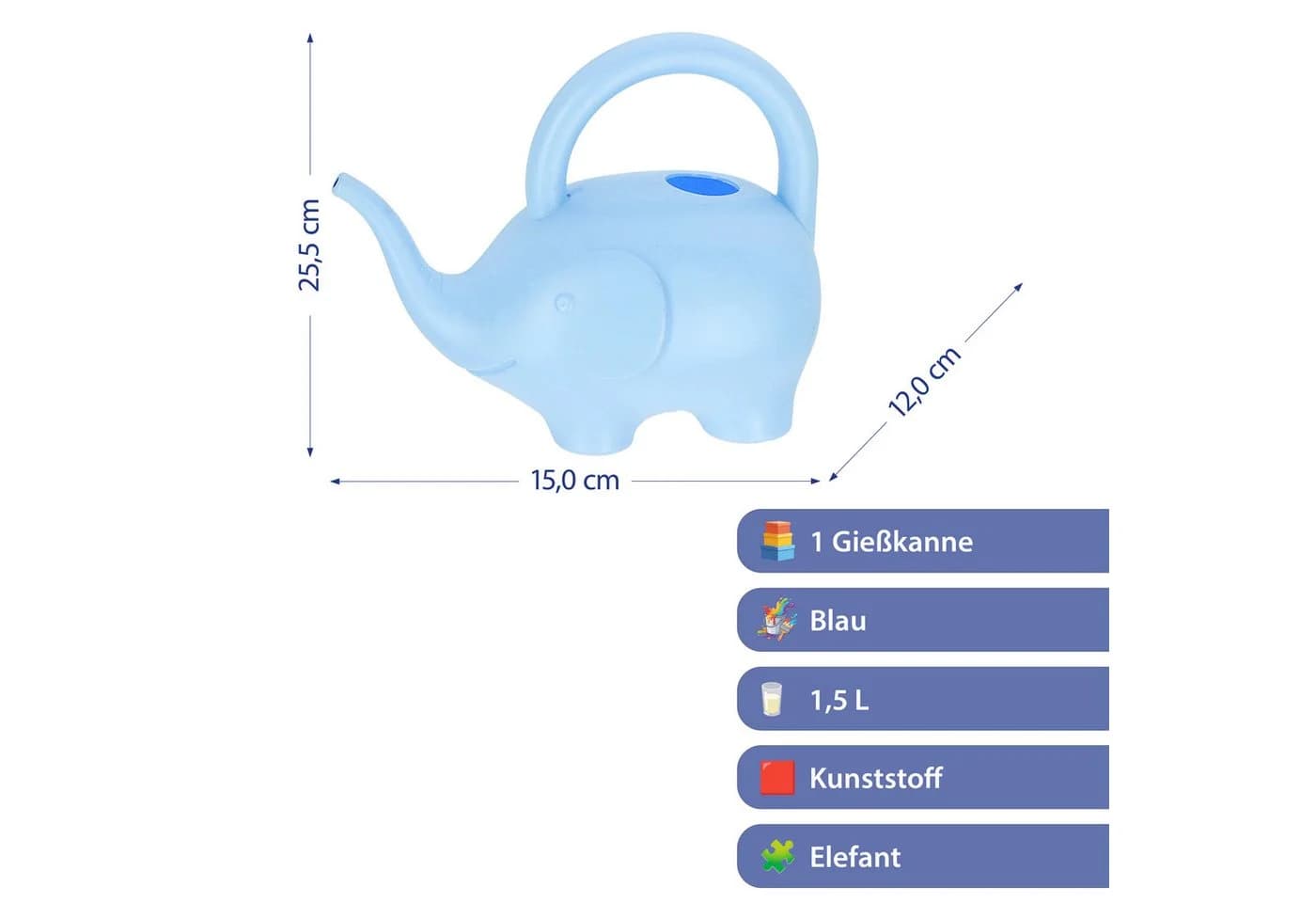 CEPEWA Gießkanne Elefant hellblau 1,5L Kunststoff