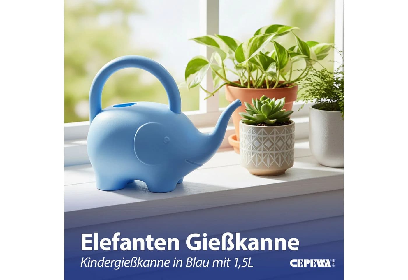 CEPEWA Gießkanne Elefant hellblau 1,5L Kunststoff - Bild 3