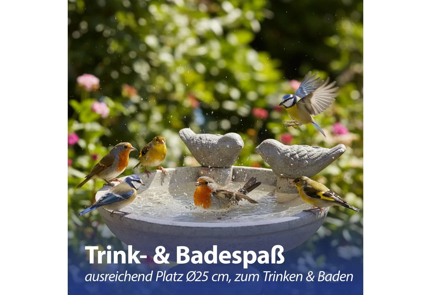 CEPEWA Vogeltränke Grau Zement mit Vogel-Deko - Bild 4