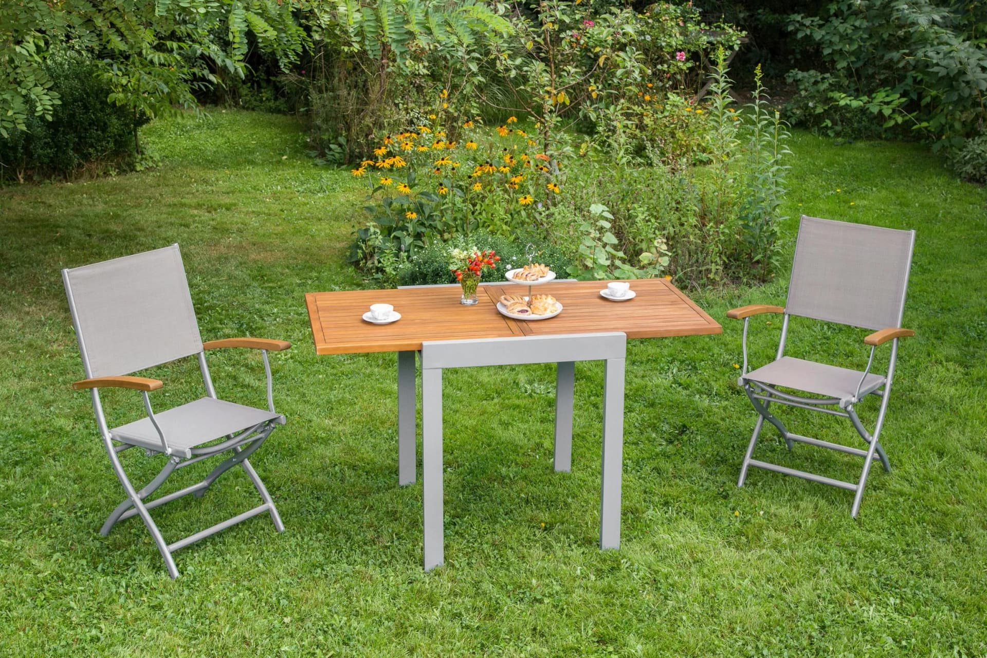 MERXX Gartensessel Naxos 2er Set Grau Klappbar - Bild 4