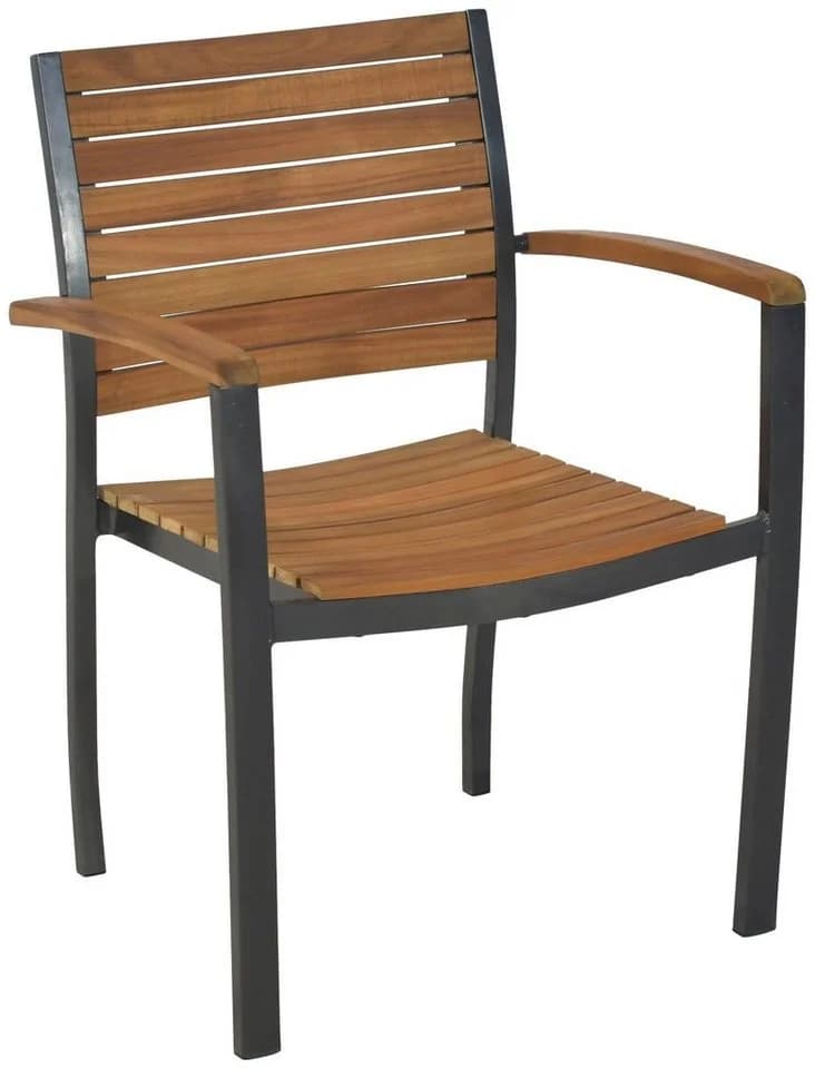 MERXX Gartensessel Santorin Grau Graphit Natur Aluminium Akazie