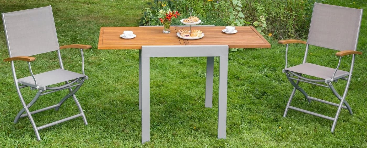 MERXX Balkonauszieh-Tisch Beige/Silber Aluminium