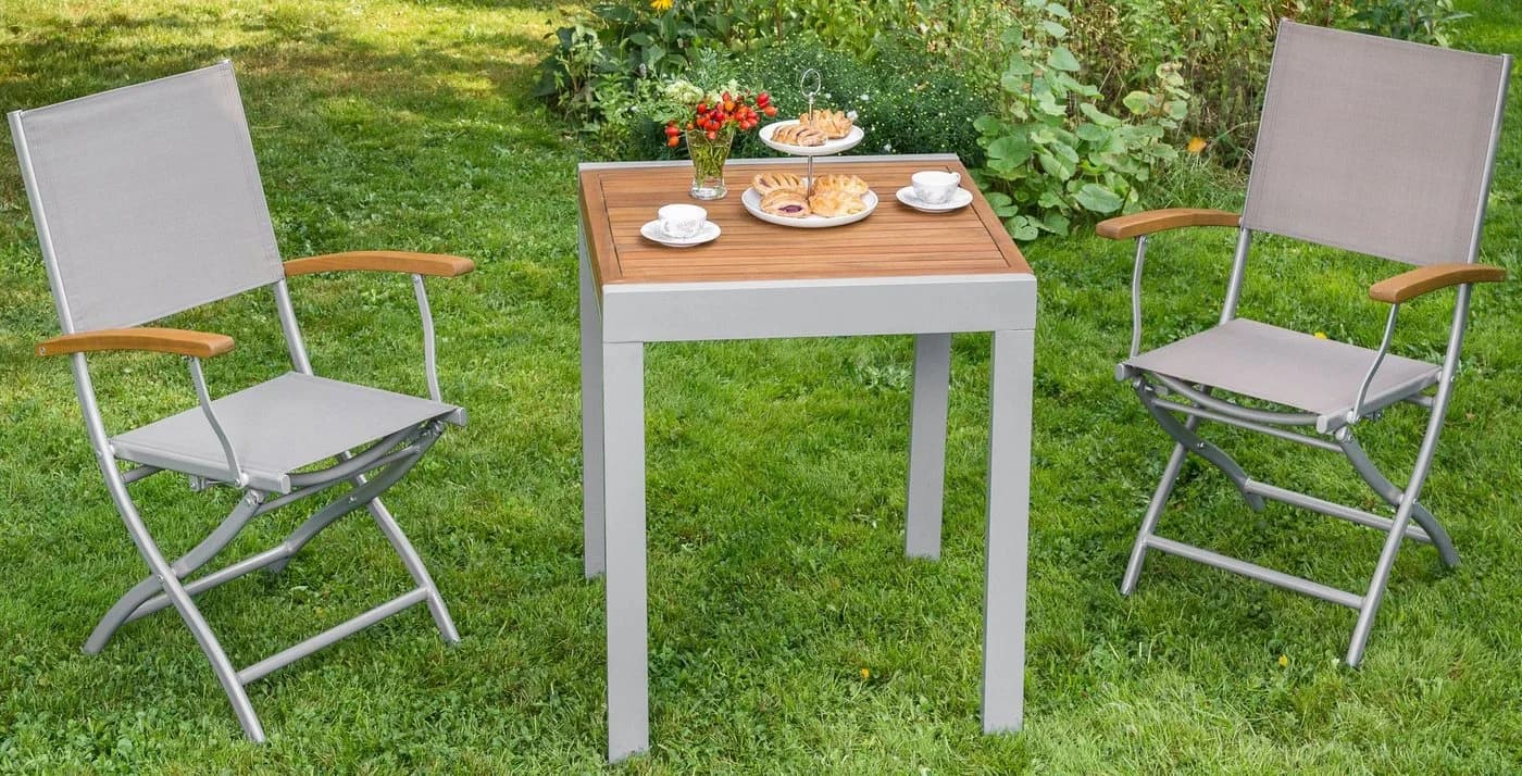 MERXX Balkonauszieh-Tisch Beige/Silber Aluminium - Bild 2