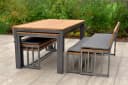 MERXX Milos Garten-Essgruppe 10-tlg. Ausziehbar Akazie Aluminium Braun Grau Bild 5