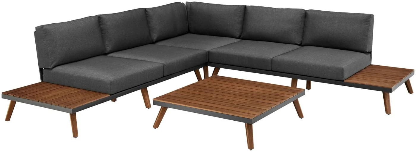 MERXX Gartenlounge-Set Athen 5-tlg. Grau/Braun Aluminium Akazie - Bild 2