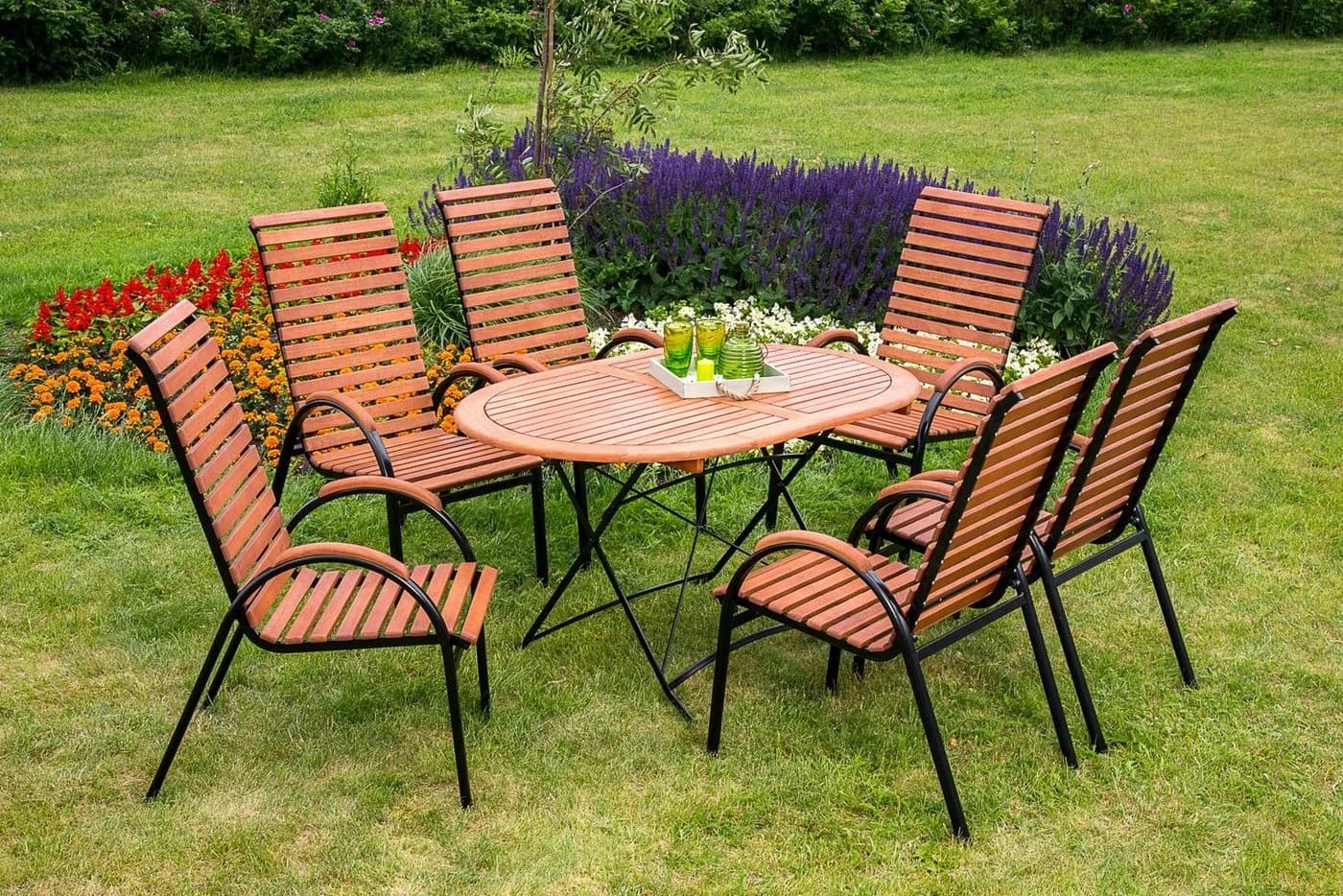 MERXX Gartentisch Schlossgarten Oval Beige Schwarz Klapptisch - Bild 2