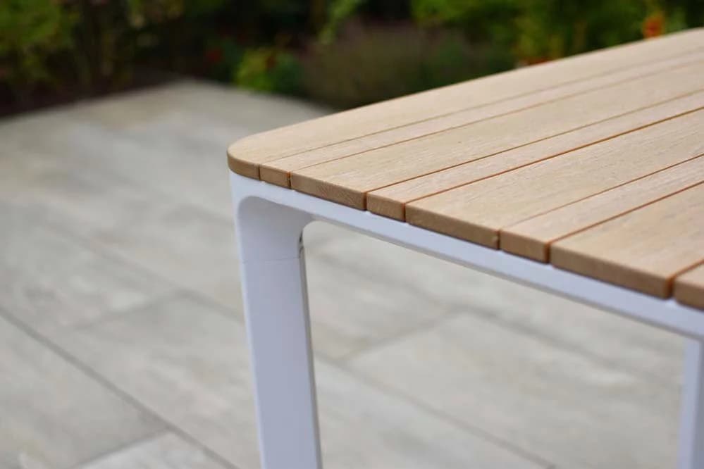 MERXX Gartentisch Pisa Weiß Aluminium Kunststoff Holzoptik