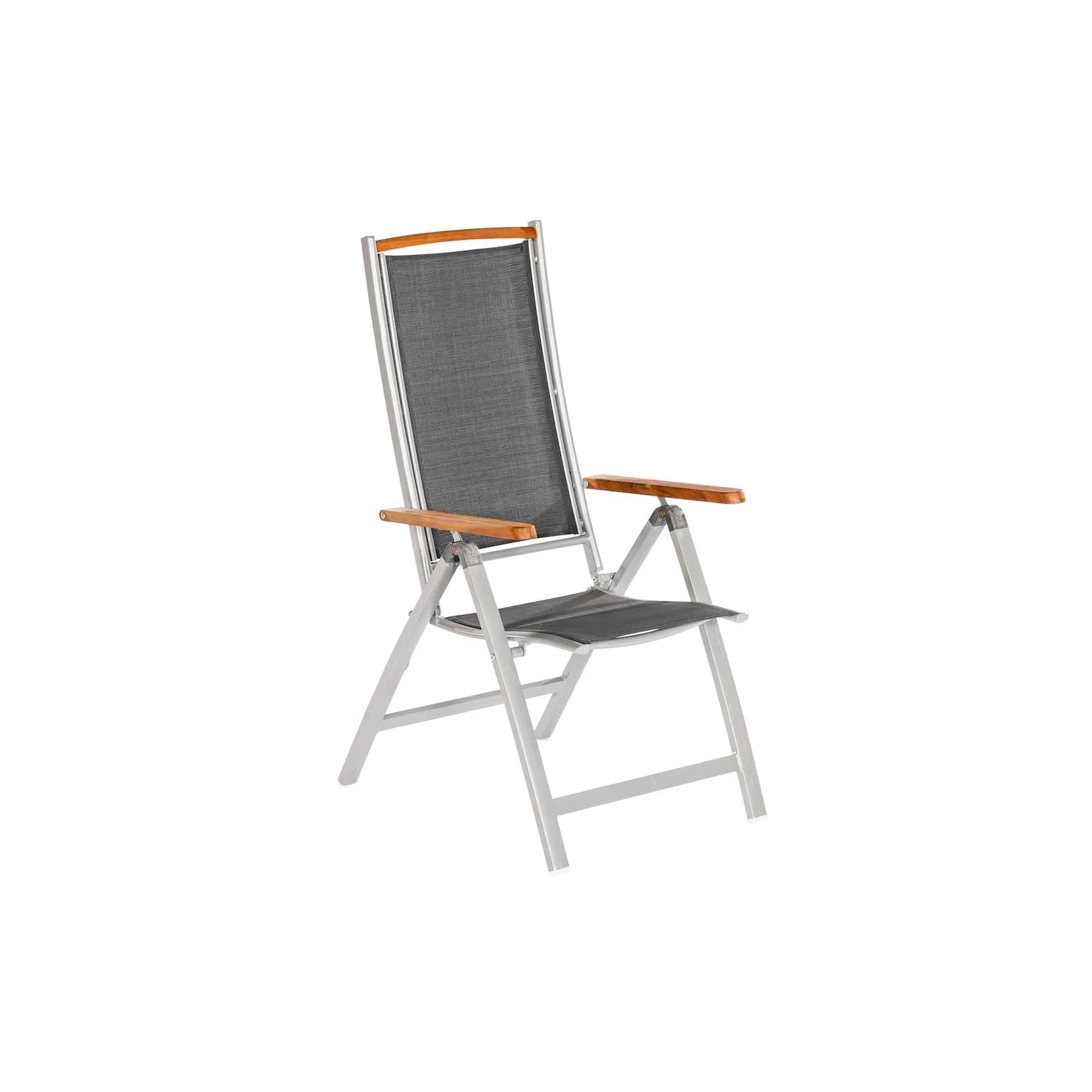 MERXX Siena Gartenstuhl Klappsessel Anthrazit Aluminium Massivholz