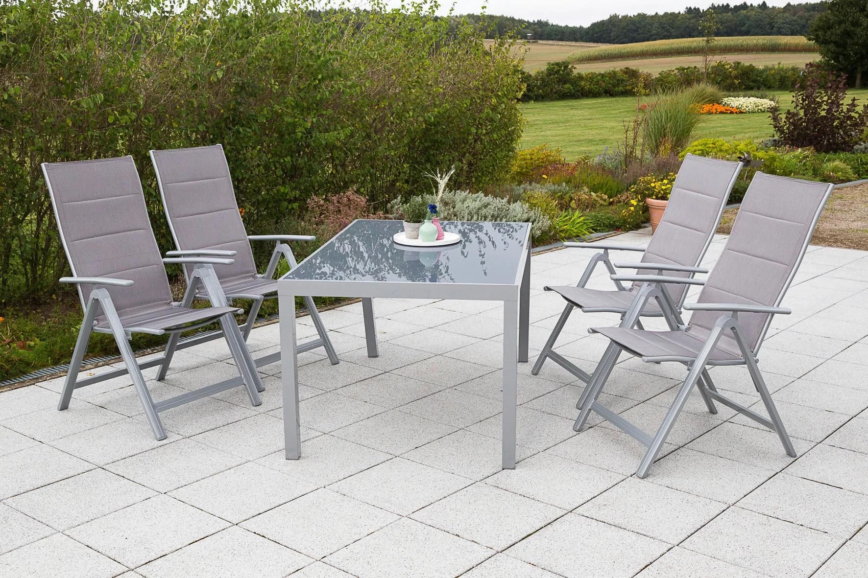 MERXX Gartentisch Taviano Grau Aluminium Sicherheitsglas - Bild 2
