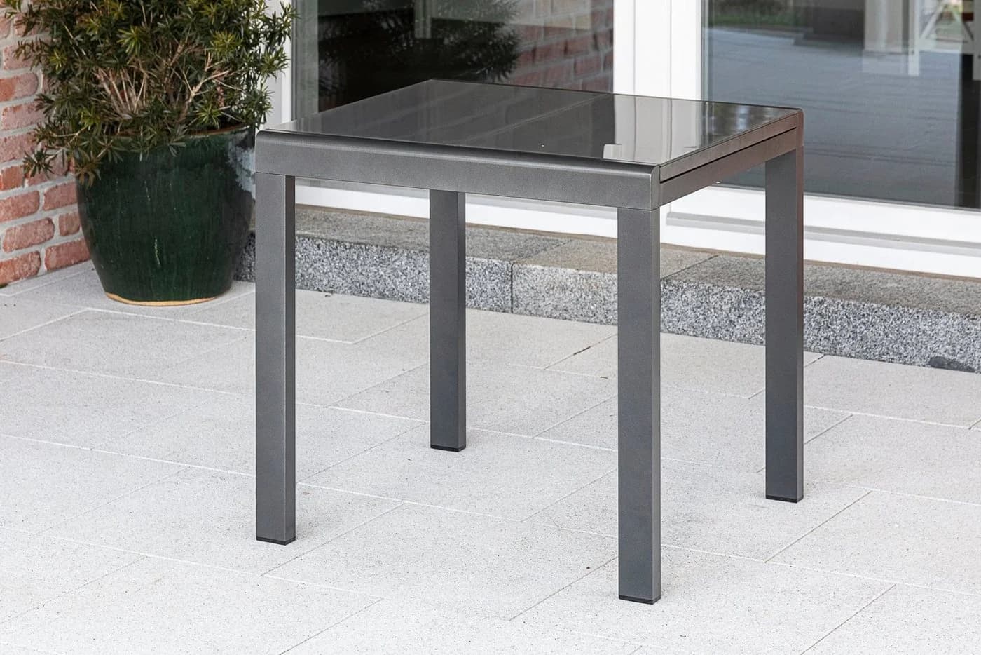 MERXX Gartentisch Grau Ausziehbar Sicherheitsglas Aluminium - Bild 2
