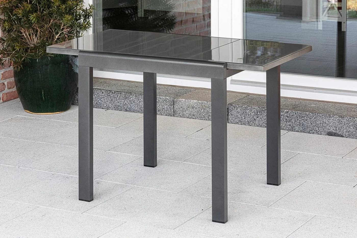 MERXX Gartentisch Grau Ausziehbar Sicherheitsglas Aluminium - Bild 3