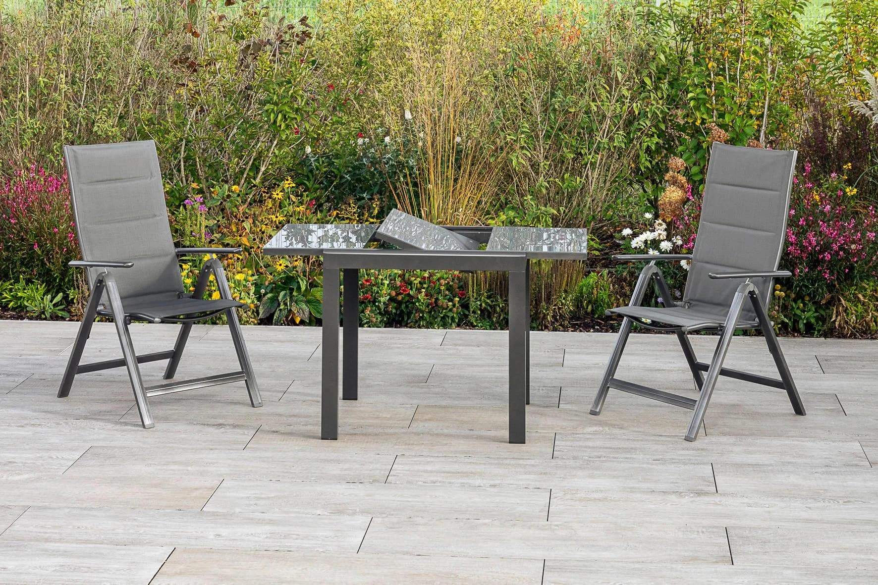 MERXX Gartentisch Grau Ausziehbar Sicherheitsglas Aluminium - Bild 4
