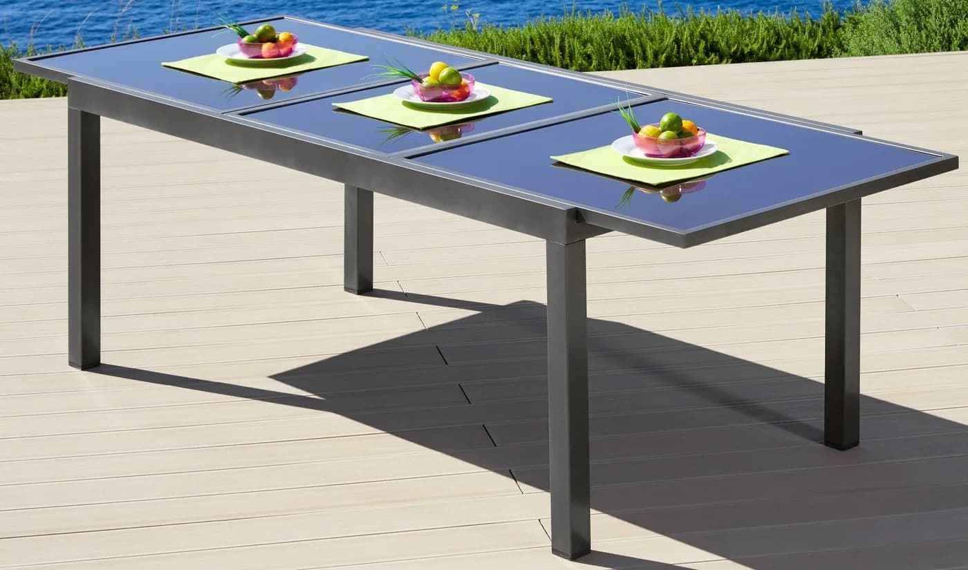 MERXX Gartentisch Amalfi Anthrazit Ausziehbar Glas Aluminium