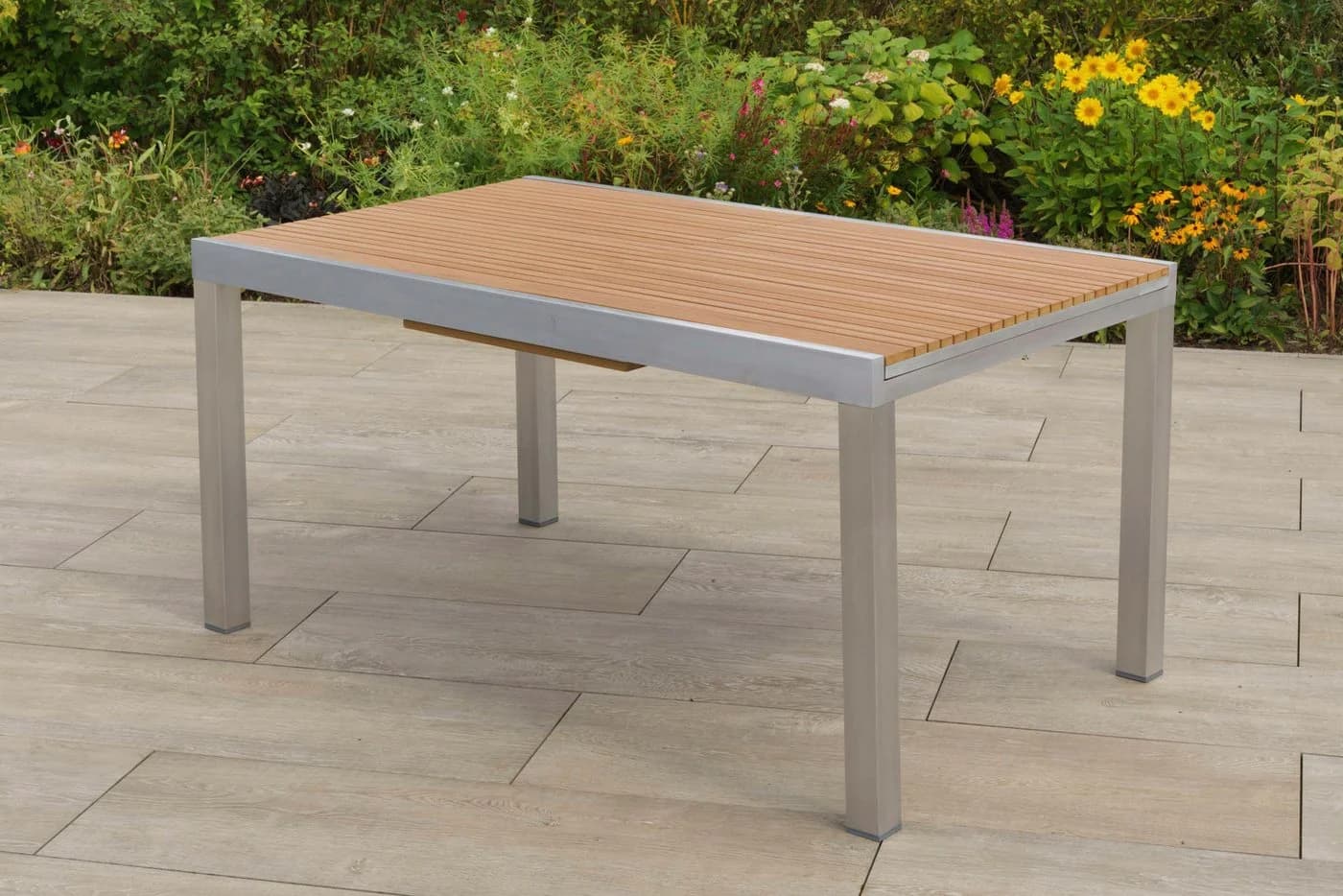 MERXX Gartentisch ausziehbar Aluminium Kunststoff Holzoptik