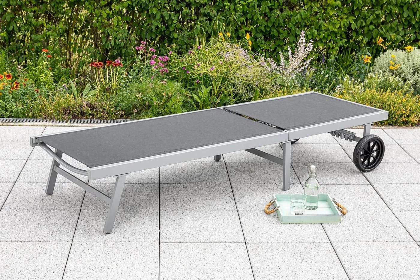 Gartenliege MERXX Schwarz-Silber 5-fach verstellbar Aluminium