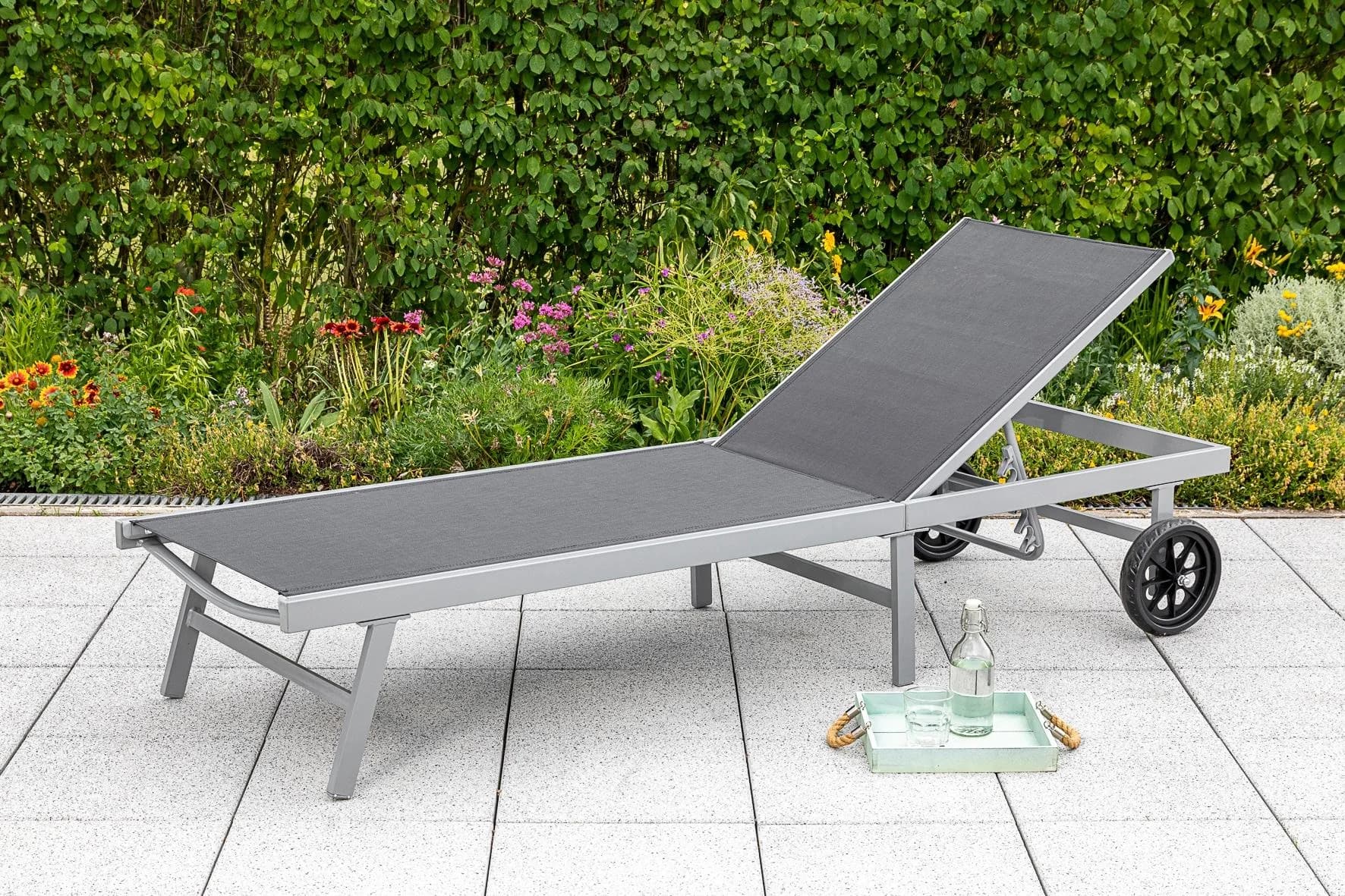 Gartenliege MERXX Schwarz-Silber 5-fach verstellbar Aluminium - Bild 3