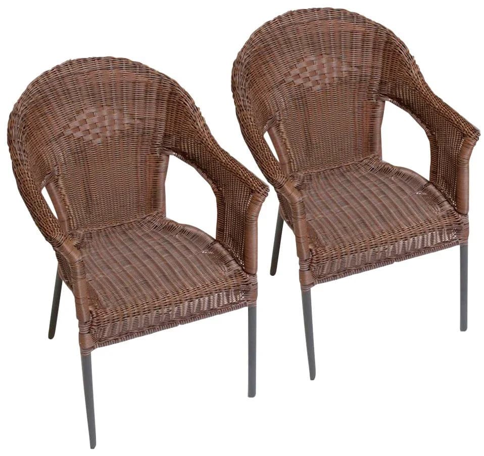 MERXX Gartensessel Ravenna 2er Set Polyrattan Stapelbar Braun - Bild 2