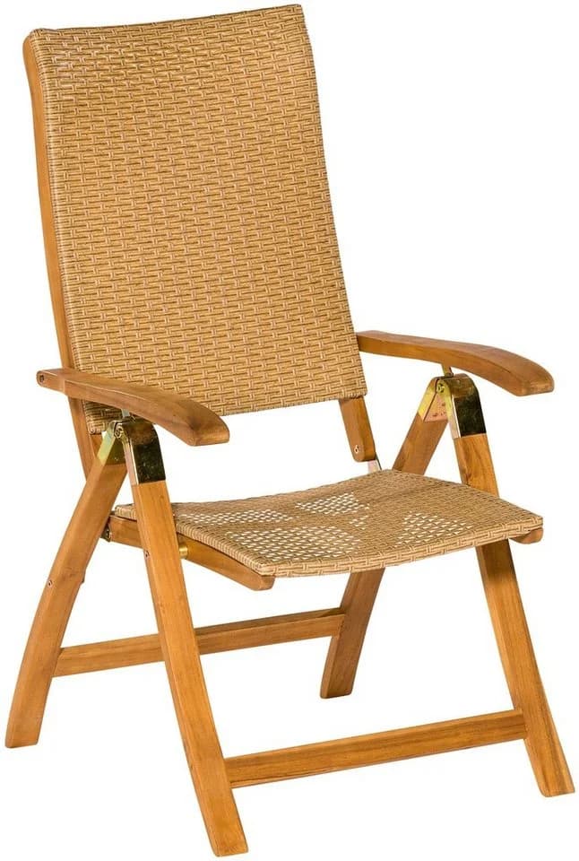 MERXX Capri Gartenstuhl 2er Set Beige Natur Akazie Poly-Rattan Klappbar - Bild 2