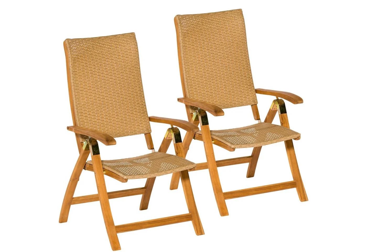 MERXX Capri Gartenstuhl 2er Set Beige Natur Akazie Poly-Rattan Klappbar - Bild 3
