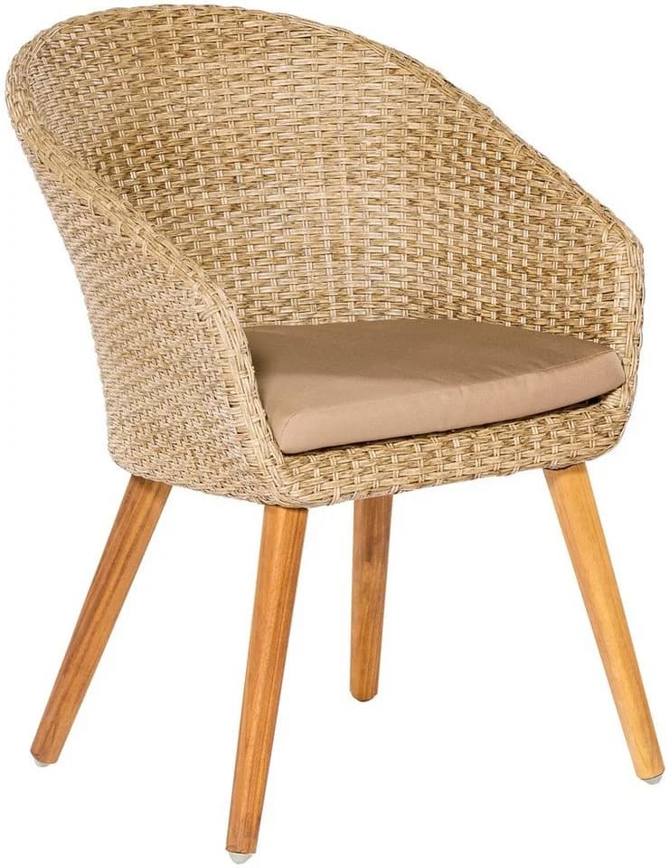 MERXX Arrone Gartenstuhl 2er Set Beige Polyrattan mit Kissen