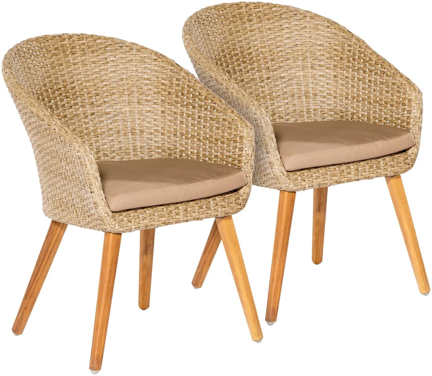 MERXX Arrone Gartenstuhl 2er Set Beige Polyrattan mit Kissen - Bild 2