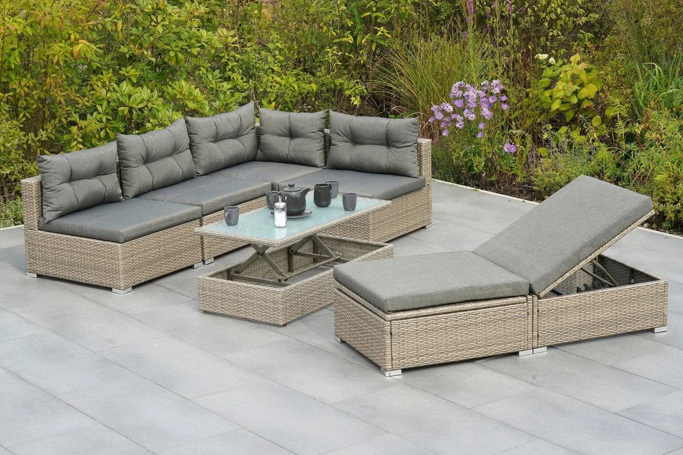 Modernes Gartenlounge-Set aus Kunststoff und Stahl - Bild 3