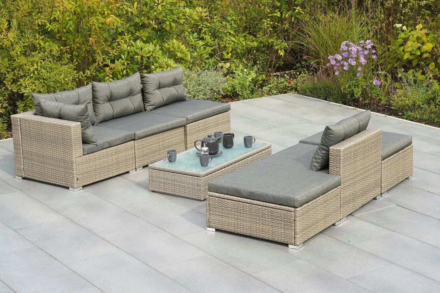 Modernes Gartenlounge-Set aus Kunststoff und Stahl - Bild 5