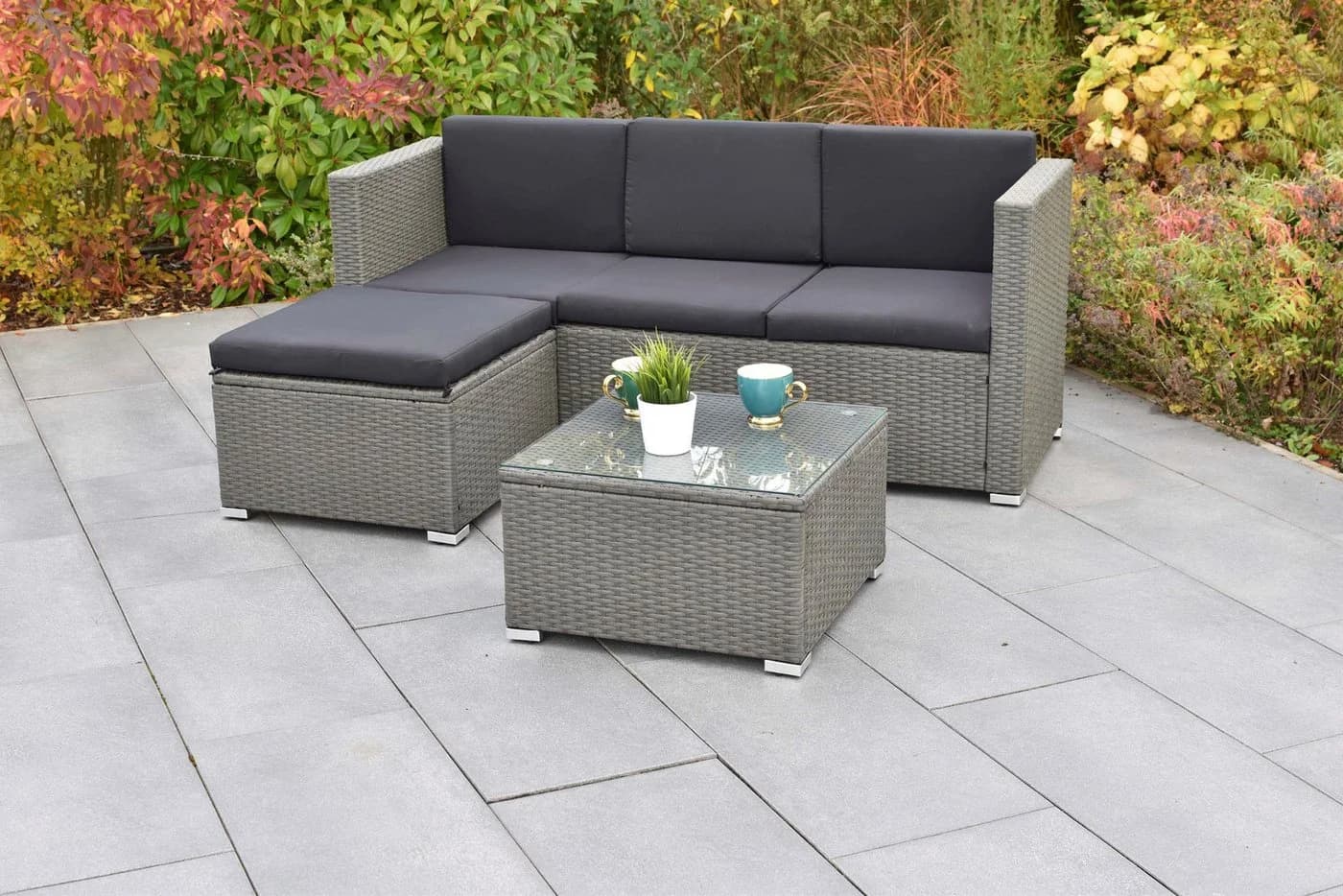 MERXX Gartenlounge-Set Malta 10-tlg. Grau Stahl Kunststoff