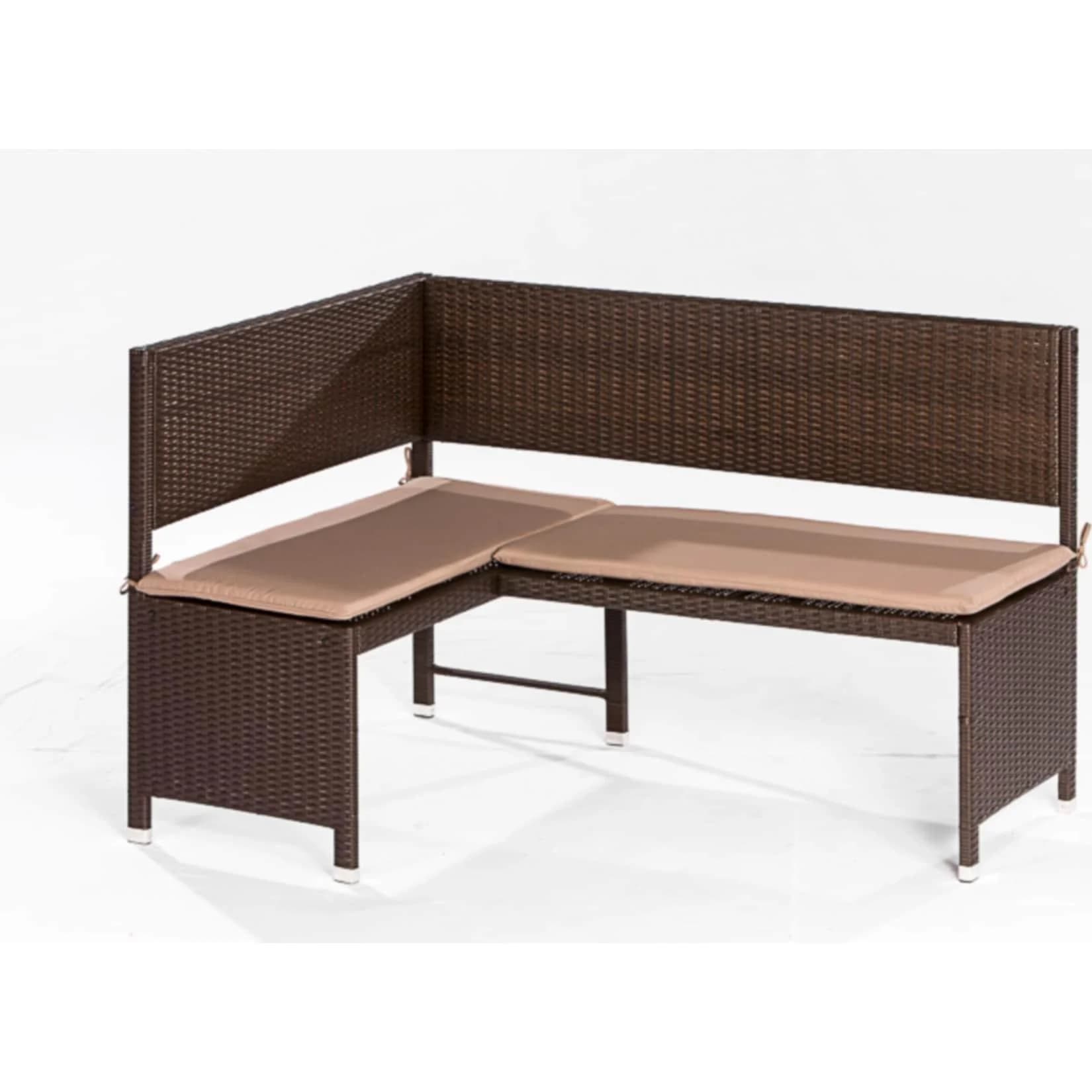 Merxx Eckbank Braun Rattan mit Kissen