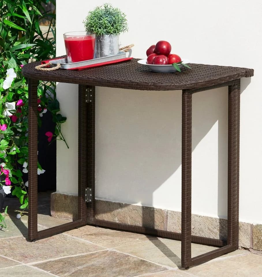 Merxx Gartentisch Rattan Braun Klappbar - Bild 3