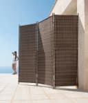 Merxx Paravent Geflecht Braun 3-teilig Stahl Poly Rattan Bild 2