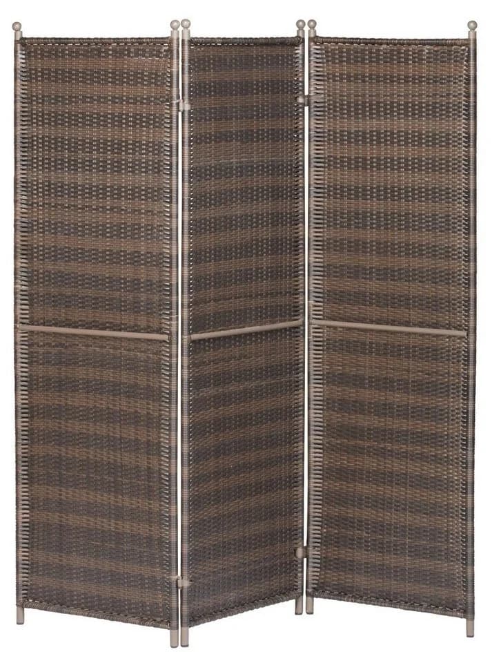 Merxx Paravent Geflecht Braun 3-teilig Stahl Poly Rattan - Bild 3
