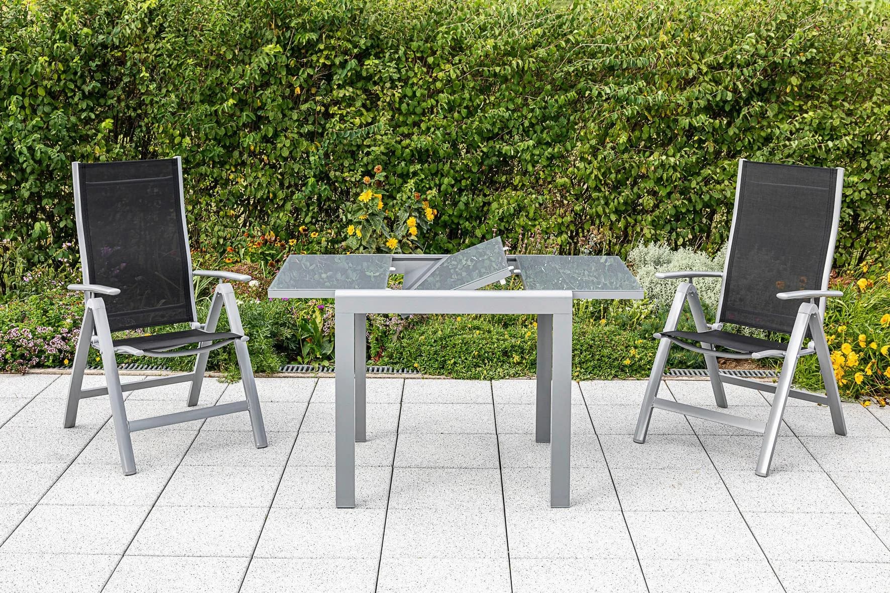 MERXX Gartentisch Silber Ausziehbar Sicherheitsglas Aluminium - Bild 4