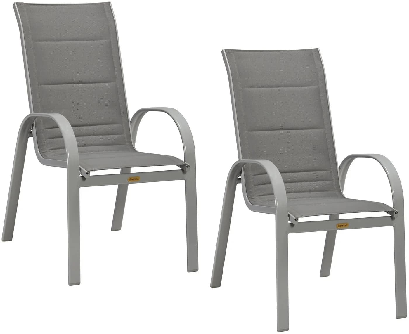 MERXX Stapelstuhl Amalfi Deluxe 2er Set Grau Aluminium Polyester