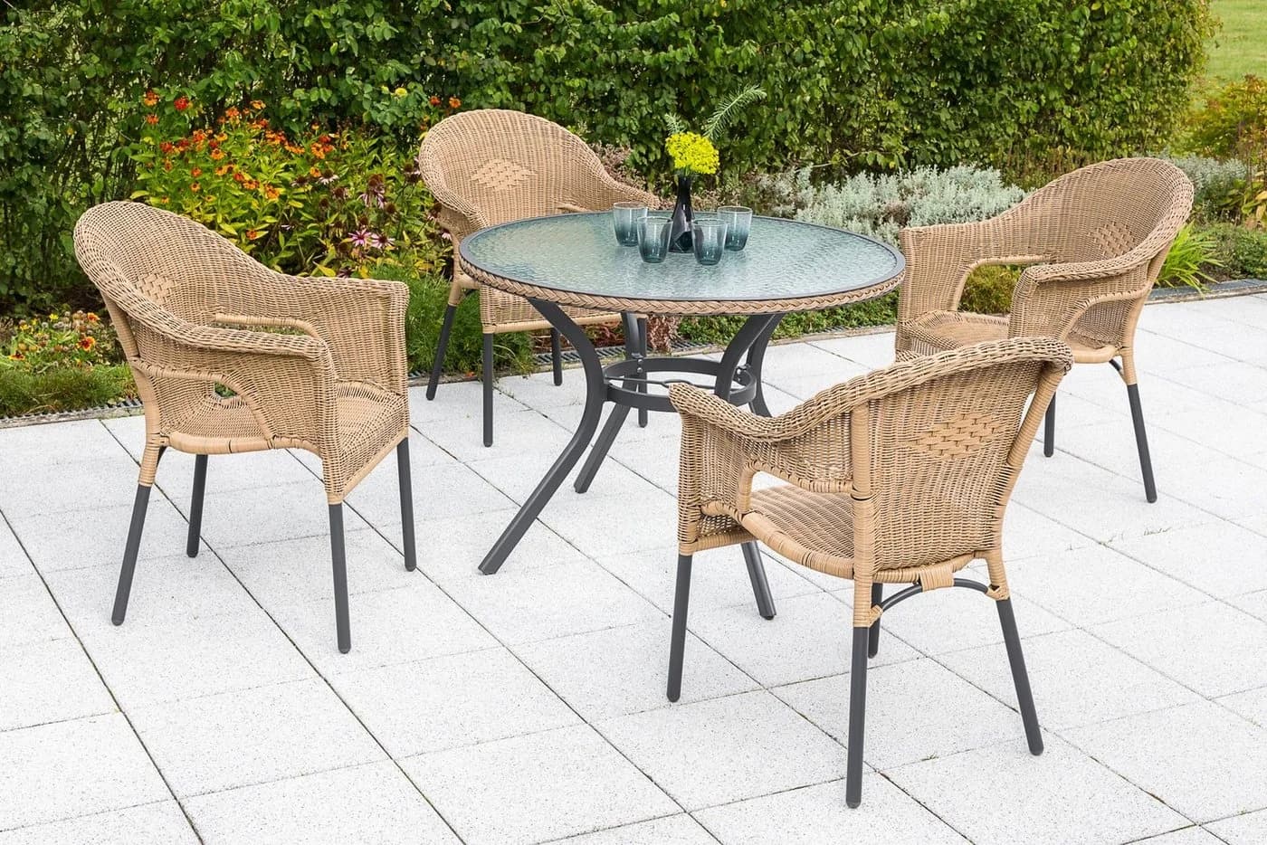 MERXX Gartensessel Ravenna 2er Set Natur Aluminium Polyrattan - Bild 4