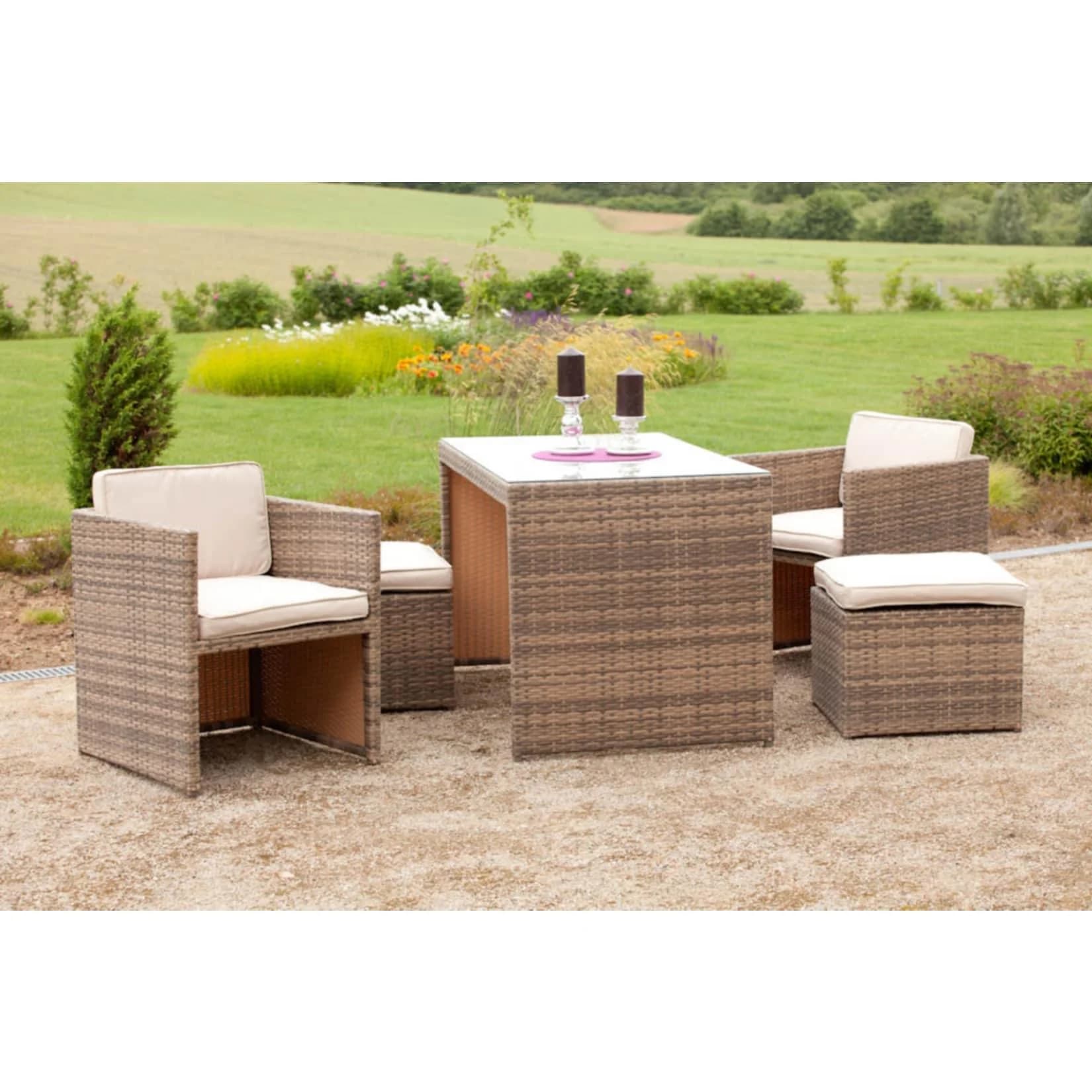 Merxx Garten-Essgruppe Merano 5-tlg. Grau mit Kissen