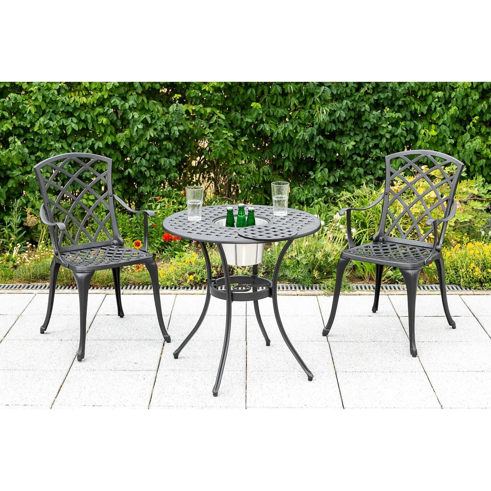 MERXX Garten-Essgruppe Rhodos 3-tlg. Grau Aluminiumguss