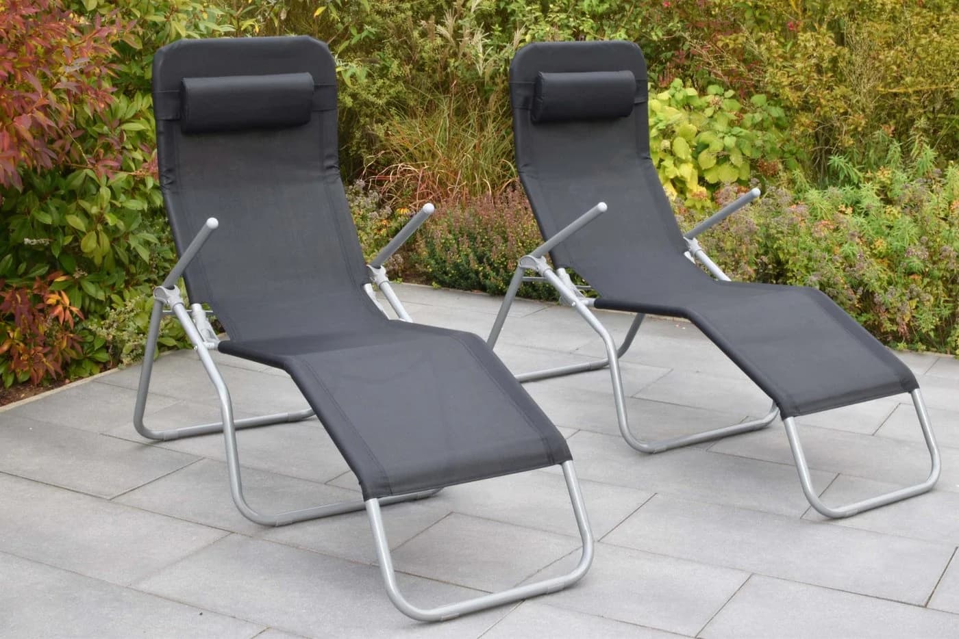 MERXX Wellnessliege XXL Set 2er Schwarz Silber