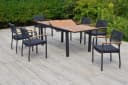MERXX Garten-Essgruppe Parella 13-tlg. Grau Aluminium Stapelsessel Ausziehtisch Bild 1