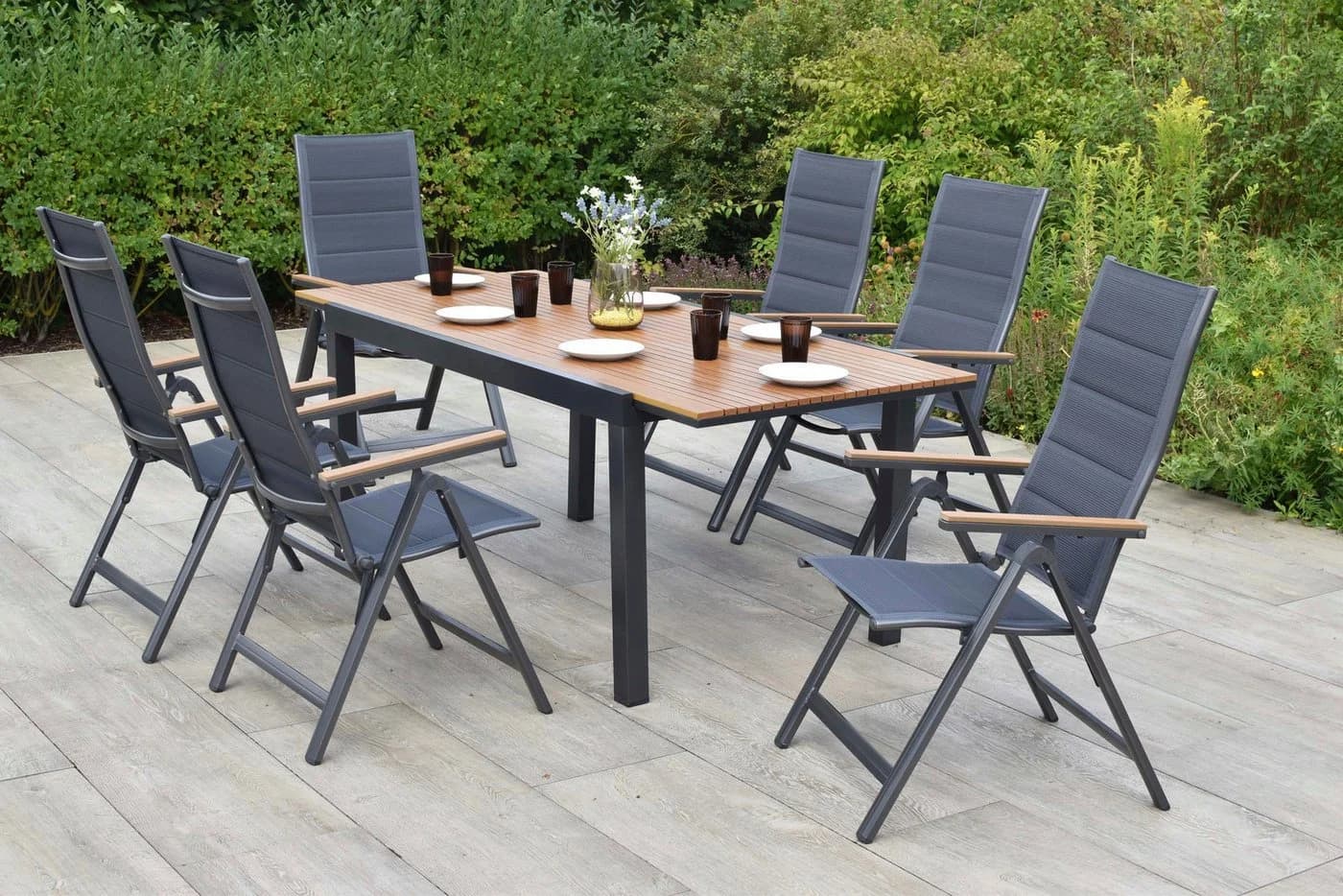 MERXX Toledo Garten-Essgruppe 7-tlg. Grau Aluminium