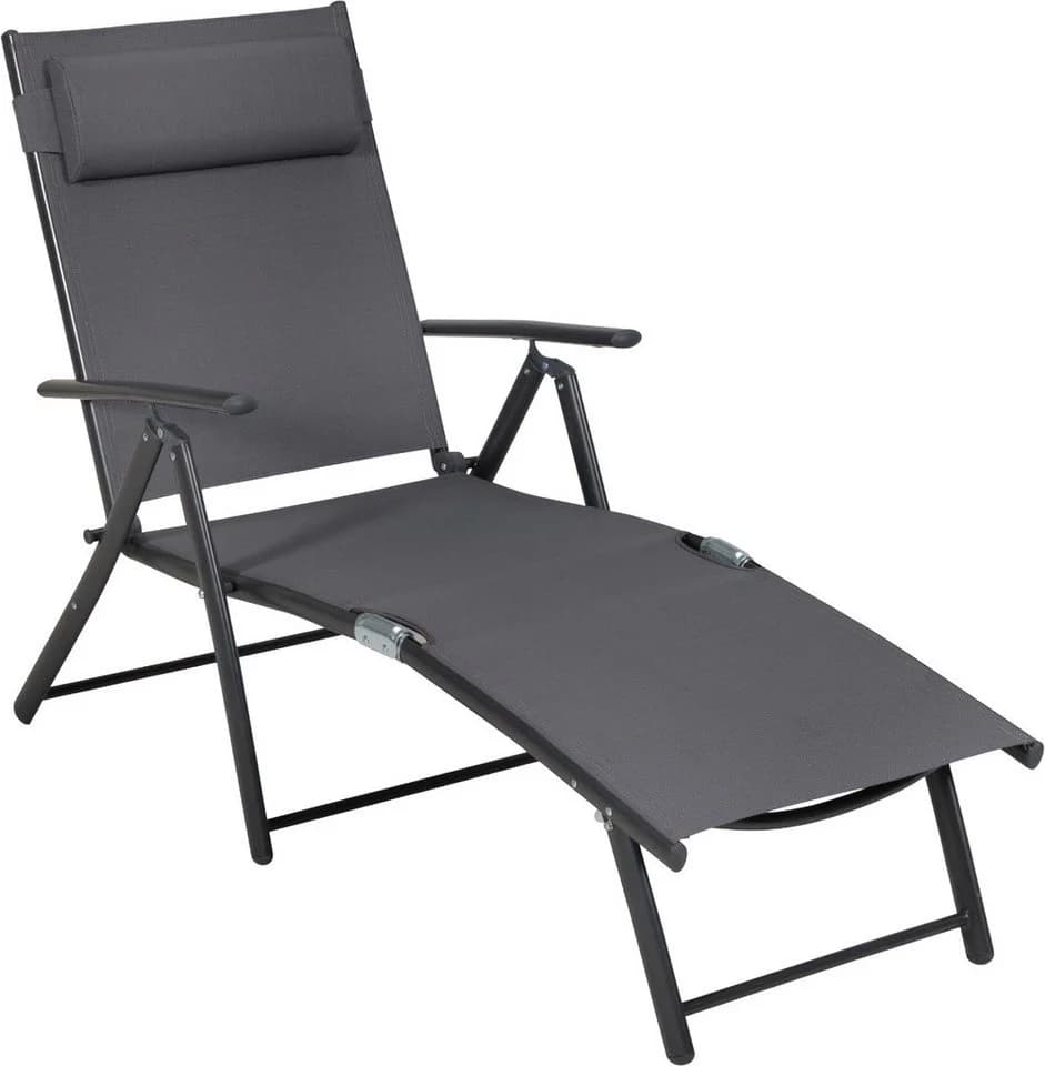 MERXX Gartenliege Deckchair zusammenklappbar 4-fach verstellbar inkl. Kopfkissen - Bild 2