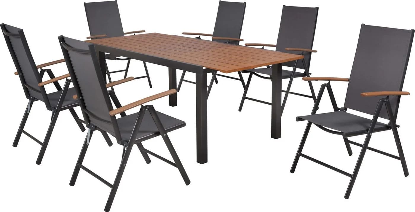 MERXX Garten-Essgruppe Valenza 7-tlg. Grau Aluminium - Bild 2