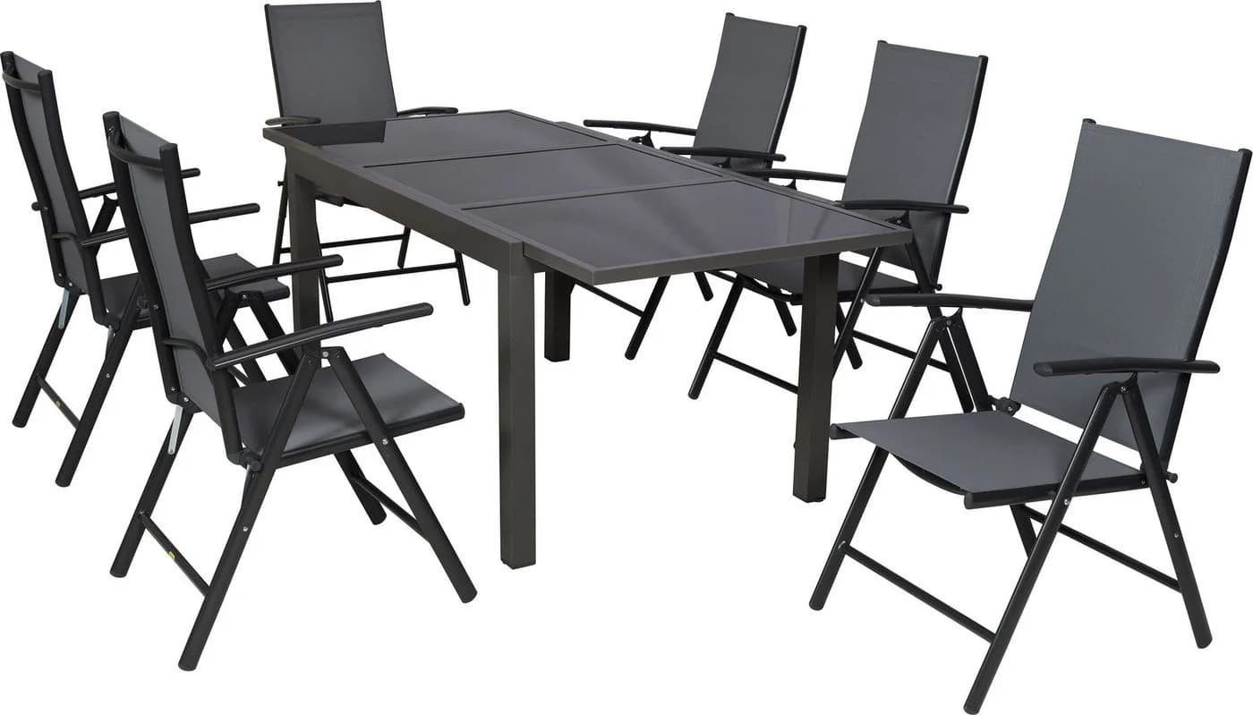 MERXX Garten-Essgruppe Amalfi 7-tlg. Grau Aluminium - Bild 2