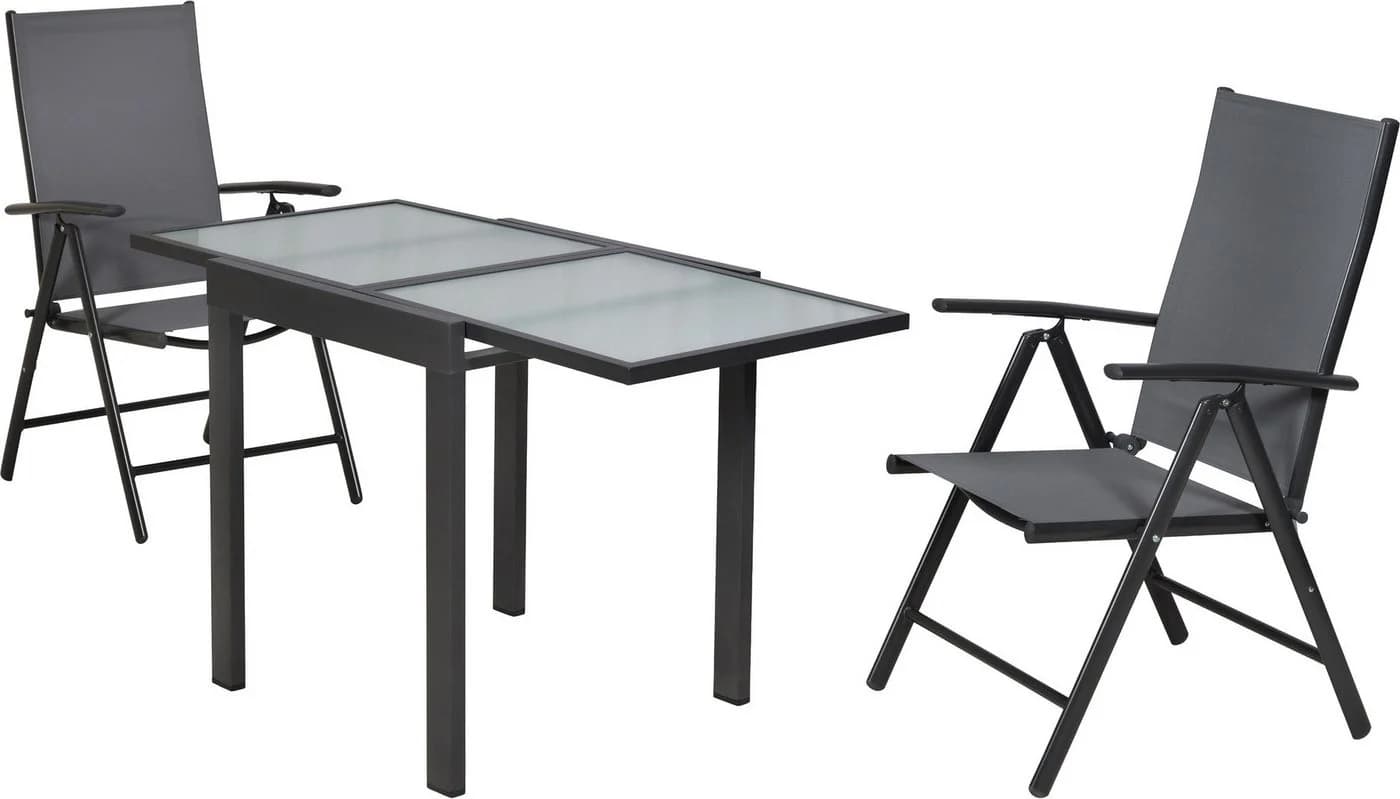 MERXX Balkonset Amalfi 3-tlg. Klappsessel & ausziehbarer Tisch Grau - Bild 2