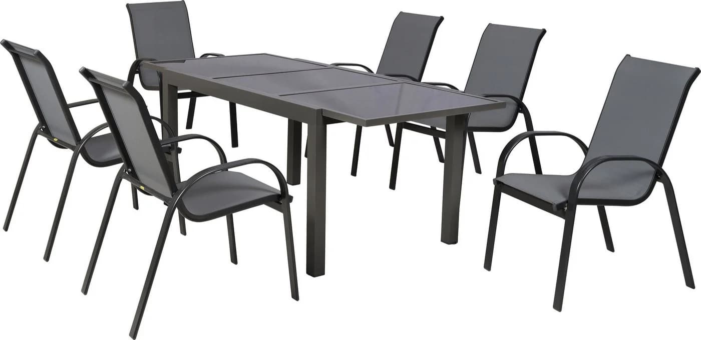 MERXX Garten-Essgruppe Amalfi 7-tlg. Grau Aluminium - Bild 2