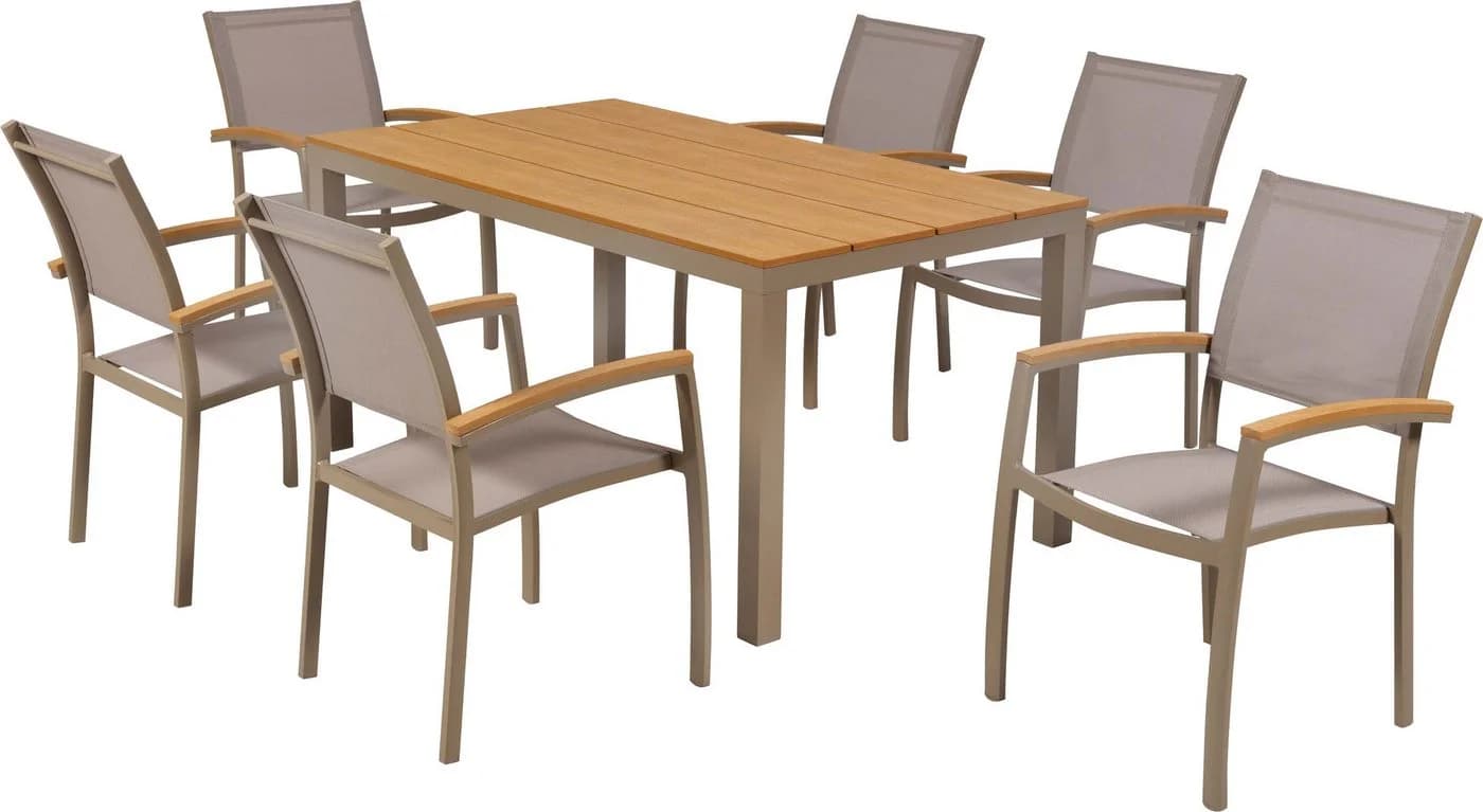 MERXX Garten-Essgruppe Piemont 7-tlg. Beige/Gold Aluminium - Bild 2
