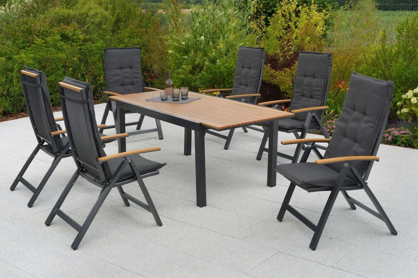 MERXX Garten-Essgruppe Itanos 13-tlg. Grau Aluminium & Kunststoff